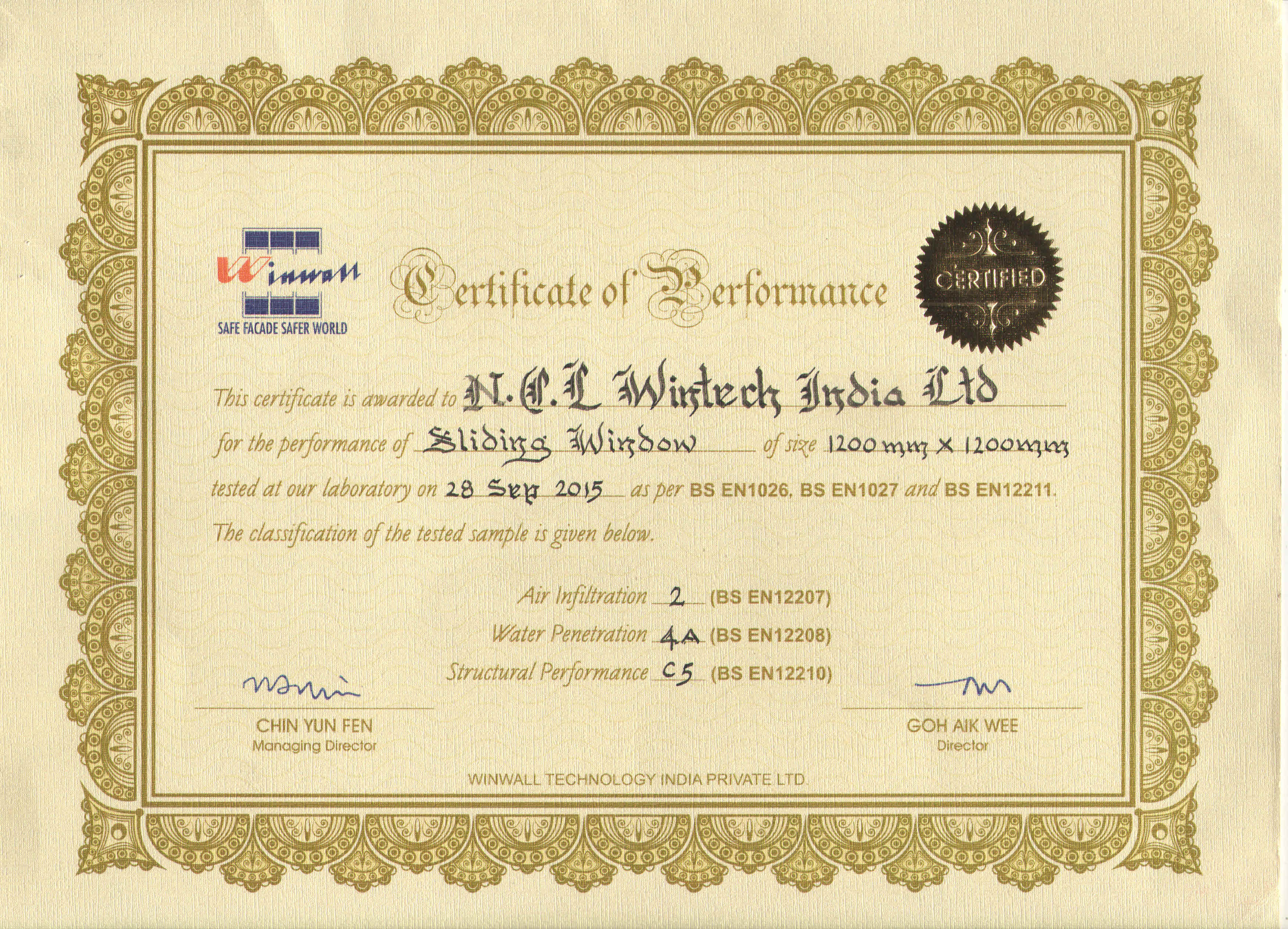 Lesso SRIRAM Certificate